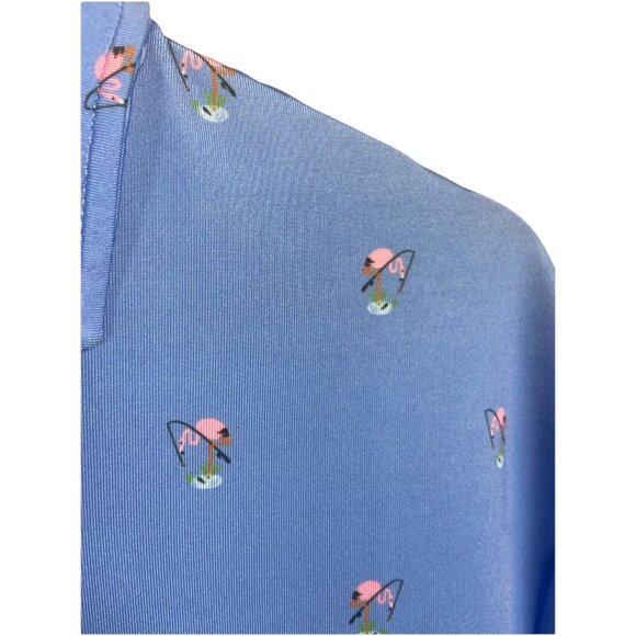 RLX Ralph Lauren Mens M Fishing Flamingo Golf Polo Shirt Blue Lightweight New - Picture 4 of 9